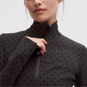 NWT Lululemon Define Cropped Jacket Nulu Flocked Black Polka Dot Zip-Up Sz 4
